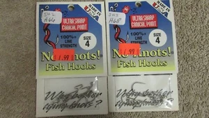 2 Packs of No Knots! Fishing Hooks - Size 4 - 4/Pack - USA!!!      (B 24) - Picture 1 of 2