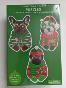 Brother & Sister Christmas Party Dog Sweater 3 100 Pieces Puzzles, New - Picture 1 of 4