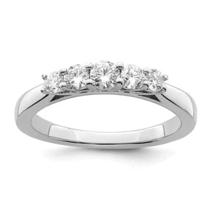 14K White Gold 3/4 Ct Lab Grown Diamond 5 Stone Ring for Women Size 7 - Picture 1 of 9