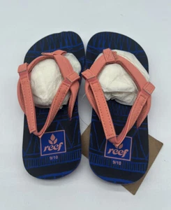 Reef Sandals Little AHI Lite Navy and Coral Comfy Girls Sandal Size 9/10 - Picture 1 of 2