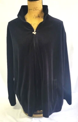 Central Park Velour Sweater Women's Size 3X Black 1/4 Zip Long Sleeve Mock Neck - Image 1 of 4