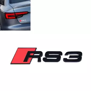 Audi RS3 logo rear emblem trunk glossy black 12 x 3.1 cm new - Picture 1 of 2