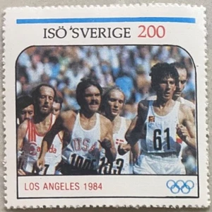 1984 Los Angeles Olympics ISO Sverige Stamp                      Emiel Puttemans - Picture 1 of 3