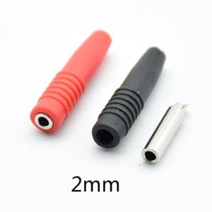 Banana Female Jack Plug Wire Solder Connector Insulated 2mm Brass Red Black 4Pcs - Picture 1 of 3