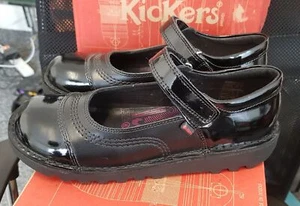 Kickers KICK POP Black Leather Bar Shoe - Picture 1 of 3