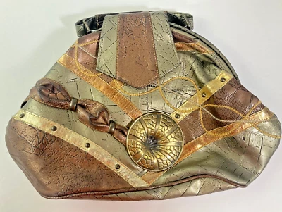 Mob wife 80s Glam Handbag Abstract VTG  Purse RARE Earth Tones Bronze Gold - Image 1 of 4