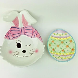 Easter Tray Bowl Platter Bunny Rabbit Egg Ceramic Decor Candy Snacks Trinkets 2 - Picture 1 of 11