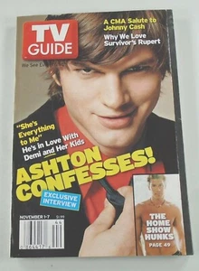 TV Guide magazine ASHTON KUTCHER COVER Demi Moore Johnny Cash Nov 1 2003 issue - Picture 1 of 3