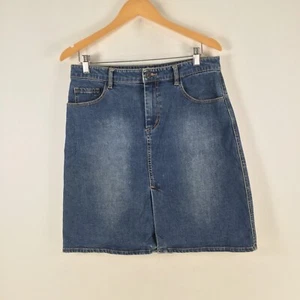 Country Road denim skirt womens 12 blue straight mini cotton zip fly 112146 - Picture 1 of 11