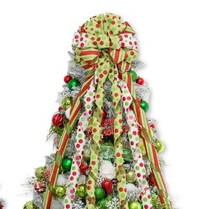 Christmas Tree Topper Bow,53x13 Inches Large Christmas Bow with Glitter Strea... - Picture 1 of 7