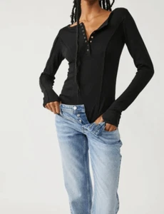 NUEVO CON ETIQUETAS BODY FREE PEOPLE SLOANE NEGRO Mujer talla pequeña - Imagen 1 de 13