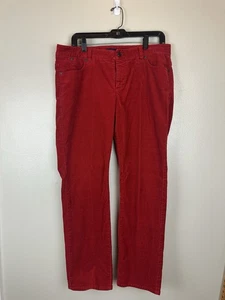 Talbots High Waist Straight Leg Red Corduroy Pants Size 12 Petite Soft 5 Pocket - Picture 1 of 13