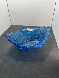 Antico Gillinder & Sons margherita diamantata/pulsante 10” x 8,5” blu elettrico C. 1870 - Foto 1 di 7