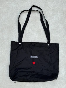 MOSCHINO LIGHT VINYL CONVERTIBLE POUCH TOTE BAG RED HEART ERRAND UTILITY SACK - Picture 1 of 19