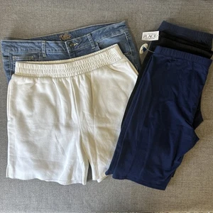 Girl’s Lot of 5 Casual Pull On/Jean Shorts Plus Size 18-20 XXL Child's Place NWT - Picture 1 of 16