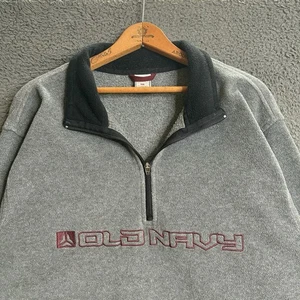 Vtg Y2K Old Navy Fleece 1/2 Zip Pullover Jacket Men Size 2XL Gray Long Sleeve - Picture 1 of 12