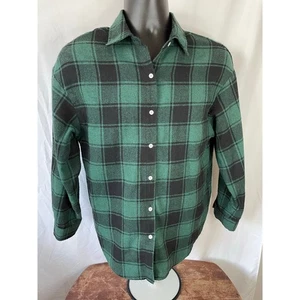 Men’s Green & Black Plaid Flannel Shirt Size M Button Up - Picture 1 of 7