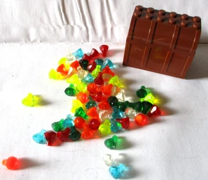 63 Lego RARE Crystal Rock Treasure 1 Brown Chest and Diamonds Jewels - Picture 1 of 2