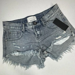 One Teaspoon Booty Denim Shorts 26 Bonitas Distressed Cut Off Low Rise Rocky NWT - Picture 1 of 6