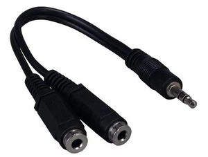 6in 3.5mm Stereo Male to Two 3.5mm Stereo Female Audio Cable, Black - Picture 1 of 1