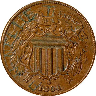 1864 Two (2) Cent Piece - Scratches - Image 1 of 2