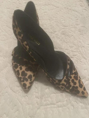 Nine West Women's Kimery Pump Size 8.5 Pointed D'Orsay Heel Leopard Calf Hair - Image 1 of 4