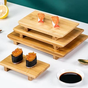 Bamboo Sushi Board Cooking Sashimi Snack Cuisine Tableware Serving Plate Tray ^ - Foto 1 di 17