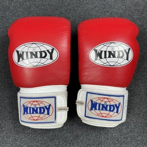 Windy 16oz Classic Muay Thai Boxing Gloves Red W/ White Strap - Used - Picture 1 of 24