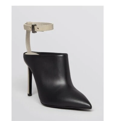 Sapatos Mules Vince Couro Preto Armon Biqueira Pontiaguda Salto Agulha Tamanho 8.5 - Imagem 1 de 4