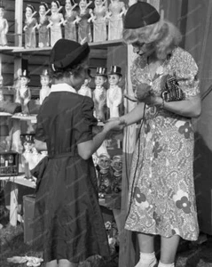 Girl Buys Vintage Doll At Carnival 8x10 Reprint Of Old Photo - Picture 1 of 1