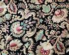 Antique French Stylized Floral Cotton Upholstery Fabric Jewel Tones 19th Century