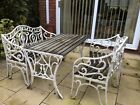 3 Antique Cast Iron Garden Benches And Table