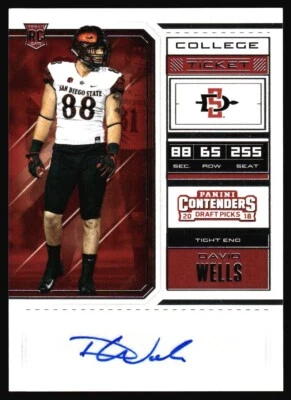 2018 Contenders Draft Picks David Wells Rookie Auto #207 San Diego State Aztecs - Image 1 of 2