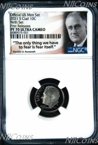 2021 S Proof BIRTH SET Version 10C Clad Roosevelt Dime NGC PF70 ULTRA CAMEO FR - Picture 1 of 2