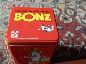 BONZ Purina Dog Snacks (1986) "Every Day's a Holiday..." (METAL TIN) Reusable