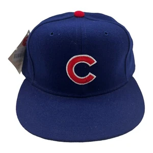 VTG 90s New Era Pro Model Chicago Cubs Fitted Hat Cap USA Made Wool Size 6 7/8 - Picture 1 of 9