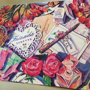 Vintage Geschenkpapier Neu aus altem Lagerbestand 1 Blatt.   Valentinstag Papier - Bild 1 von 11