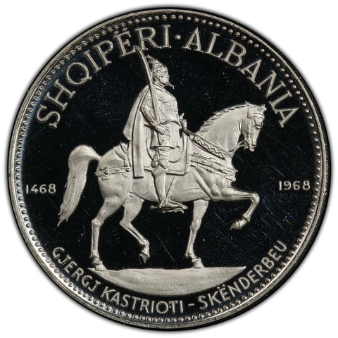 1970 Albania 10 Lekë Skanderbeg's Death PCGS PR67DCAM Top Pop 2/0 KM 50.3 Cover