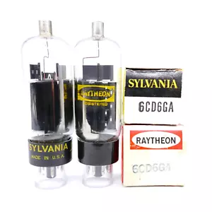 Two RAYTHEON & SYLAVNIA 6CD6GA Tubes NOS NIB Grey Plate Test 102% 108% TV-7 - Picture 1 of 1