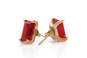 lab created Ruby Stud Earrings Gold Plated 925 Silver Earring Mother's gifts - Picture 1 of 3