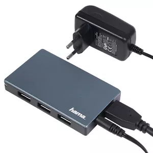 Hama 4-Port USB 3.0 Aktiv USB-Hub mit Netzteil Adapter Verteiler für PC Notebook - Bild 1 von 4