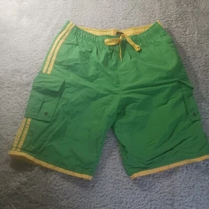 US Polo Assn Lined Board Shorts Swim Trunks Cargo Pocket Beach Drawstring Mens L - Picture 1 of 8