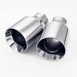 Silver Stainless Steel Exhaust Tips 2.5" Inlet 4" Out Straight Cut 7" Long 2PCS - Bild 1 von 4