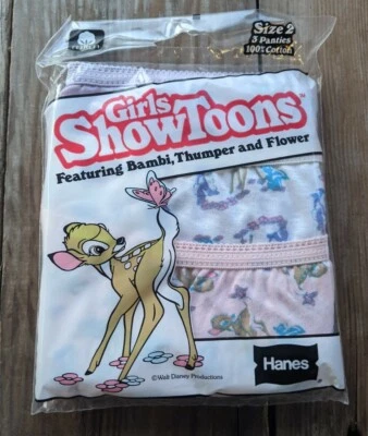 Talla 2 Hanes Niñas ShowToons Walt Disney Bambi Ropa Interior Calzoncillos De Colección 1984 Foto 1 de 4