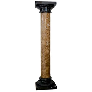 Emperador Marble Column Square Capital In Black Marquinia Marble H 100Cm - Picture 1 of 2