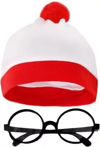 Adult Where's Wally Fancy Dress Set Hat & Glasses Kit - Picture 1 of 4