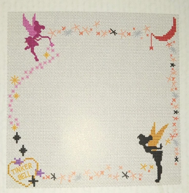 Cross Stitch "TINKER BELL BORDER FRAME" pattern ~ DISNEY, stars, moon, fairy - Image 1 of 1
