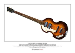 Paul McCartney’s 1961 Hofner Cavern Bass Limited Edition Fine Art Print A3 size - Picture 1 of 1