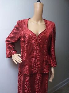 Lauren Taylor NY Skirt Suit Jacket Set Sz10 Snake print Red excellent conditions