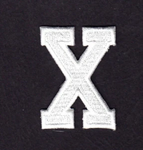 LETTERS - WHITE BLOCK LETTER "X" (1 7/8") - Iron On Embroidered Applique Patch - Picture 1 of 1
